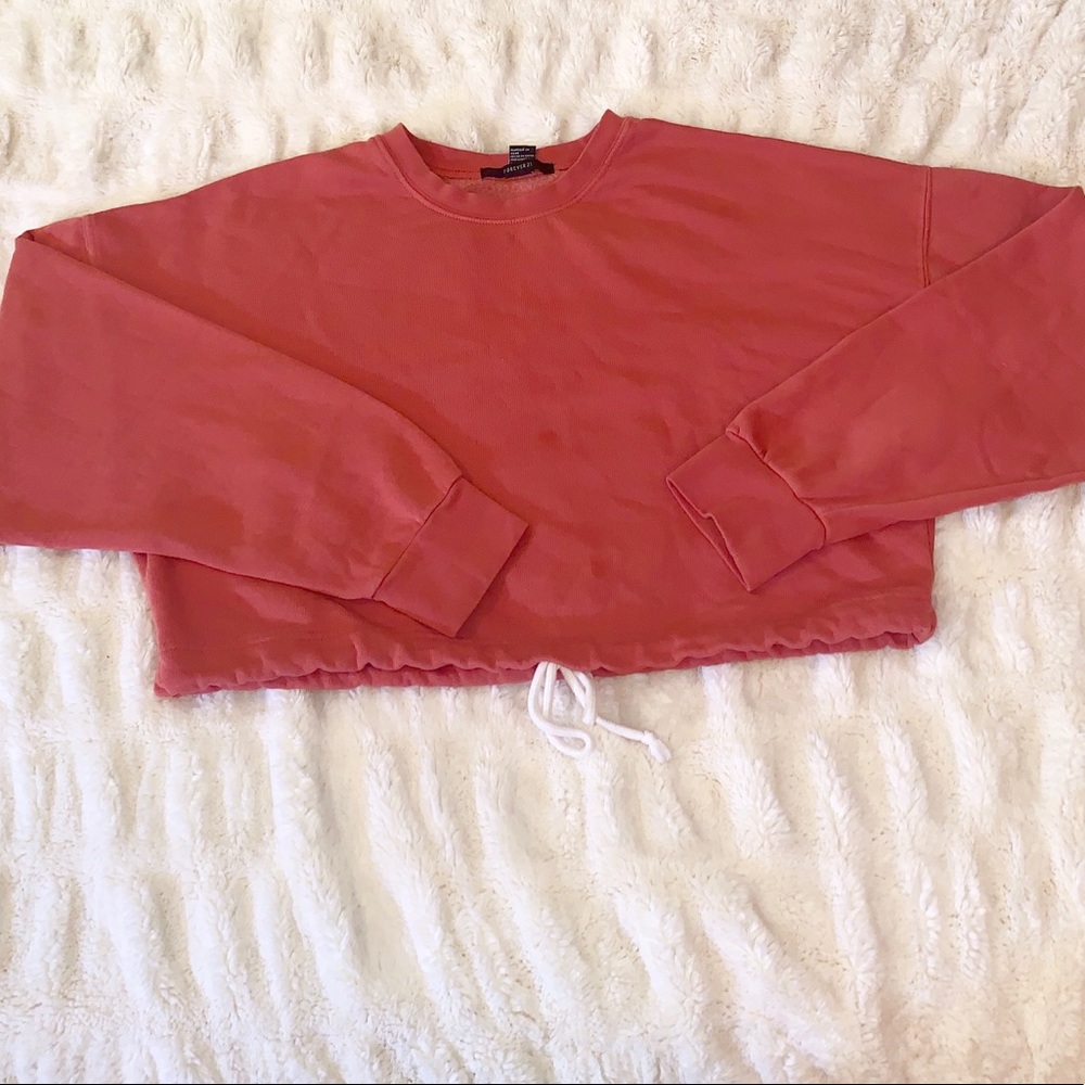 Coral cropped sweatshirt